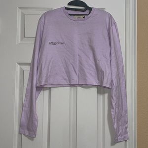 Pangaia Seaweed Fiber Long Sleeve Crop T-Shirt - Lavender Fog